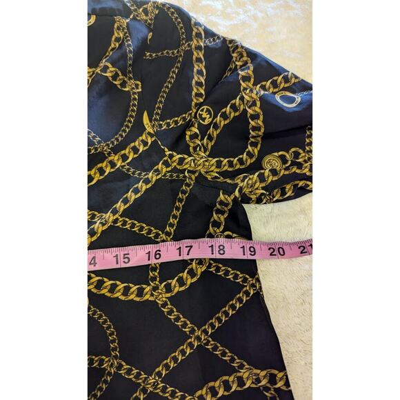 MICHAEL MICHAEL KORS Gold Chain‎ Print Partial Zip Popover Top Size 4 - Picture 5 of 6